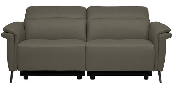 3-SITZER-SOFA  in Echtleder Grau   - Schwarz/Grau, Design, Leder/Metall (210/79/104cm) - Belluti