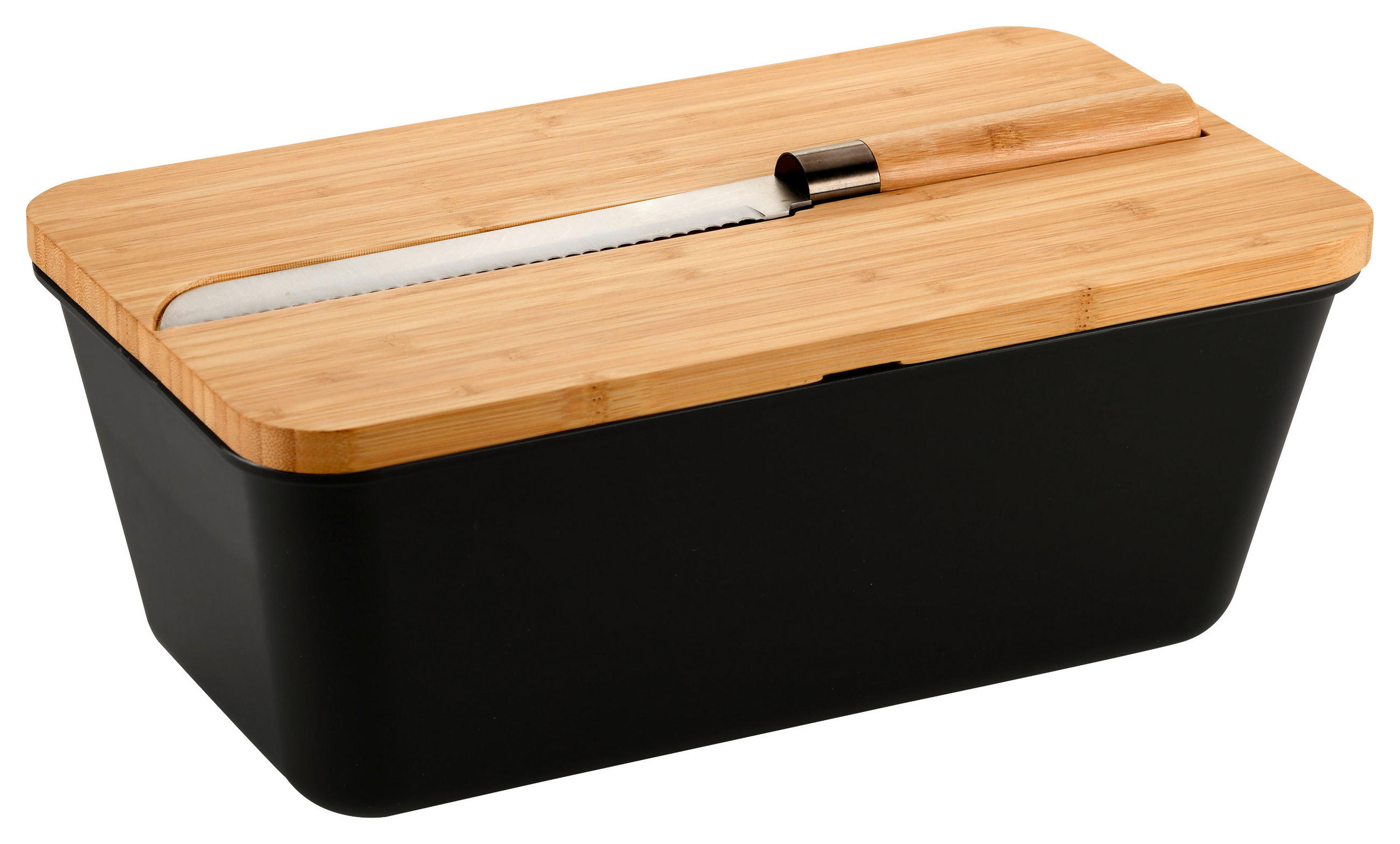 BROTBOX  - Hellbraun/Schwarz, Basics, Holz/Kunststoff (34,8/20/15,5cm) - Kesper