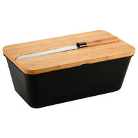 BROTBOX  - Hellbraun/Schwarz, Basics, Holz/Kunststoff (34,8/20/15,5cm) - Kesper