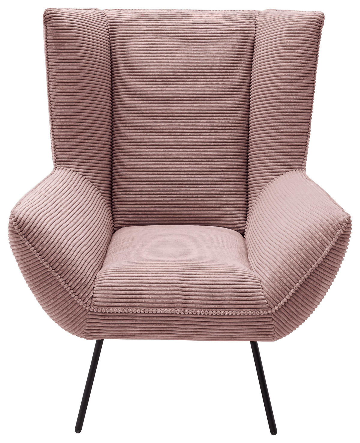 SESSEL in Cord Rosa  - Schwarz/Rosa, Design, Textil/Metall (90/112/94cm) - Pure Home Lifestyle
