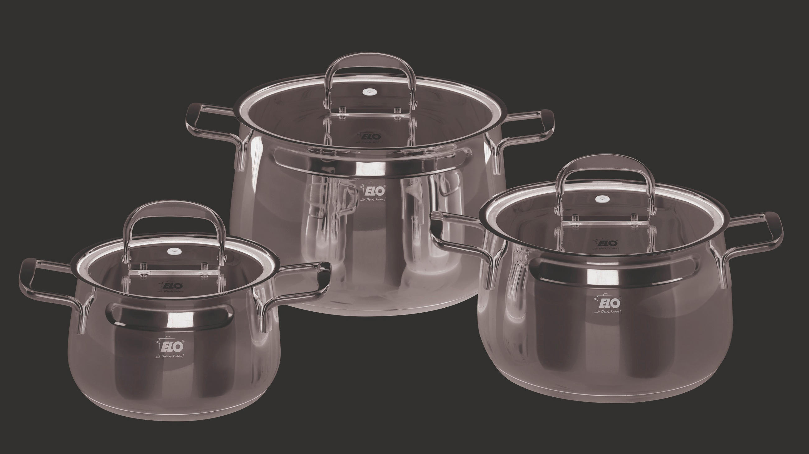 KOCHTOPFSET Mystery 3-teilig  - Transparent/Silberfarben, Basics, Glas/Metall (31/30/28cm) - ELO