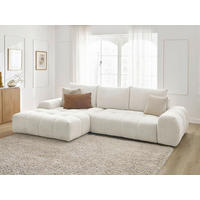 ECKSCHLAFSOFA EVEREST  mit Rücken echt, Armteil links, Armteil rechts Flachgewebe Weiß  - Schwarz/Weiß, MODERN, Kunststoff/Textil (318/180cm) - Livetastic