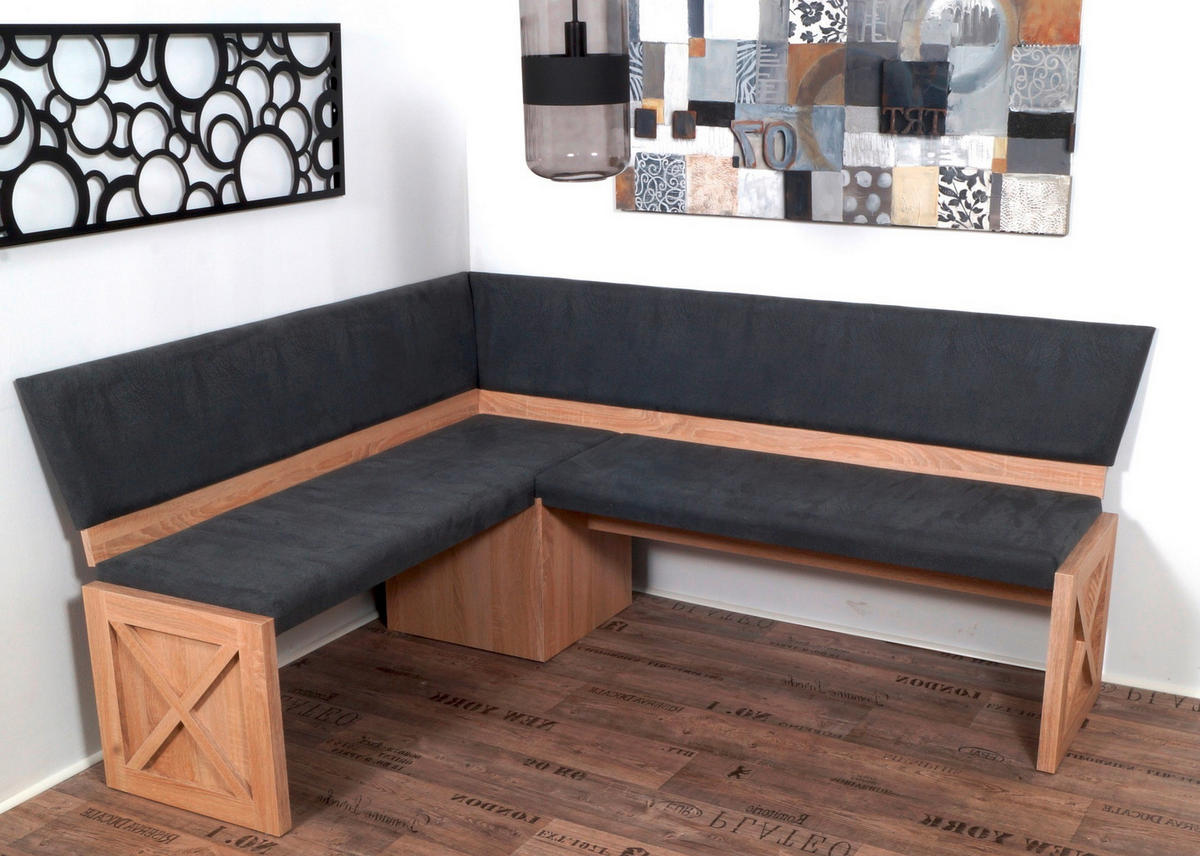ECKBANKGRUPPE Grau, Sonoma Eiche  - Grau/Sonoma Eiche, KONVENTIONELL, Holz/Textil (150/185/87cm) - MID.YOU