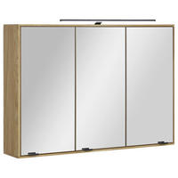 SPIEGELSCHRANK 100/70/20 cm  - Eichefarben/Schwarz, KONVENTIONELL, Glas/Holz (100/70/20cm) - Linea Natura