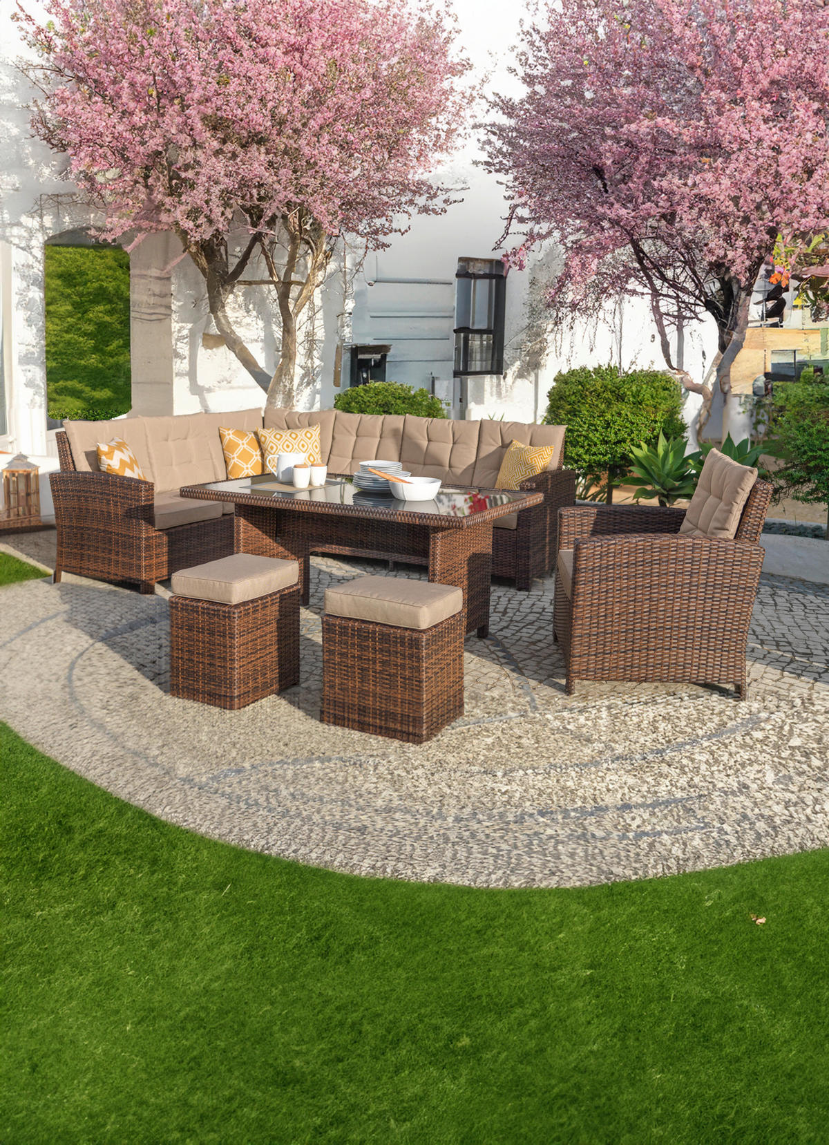 ZAHRADNÍ SADA 22dílné, kov, plast, sklo, textil - hnědá/béžová, Romantický / Rustikální, kov/textil - Ambia Garden