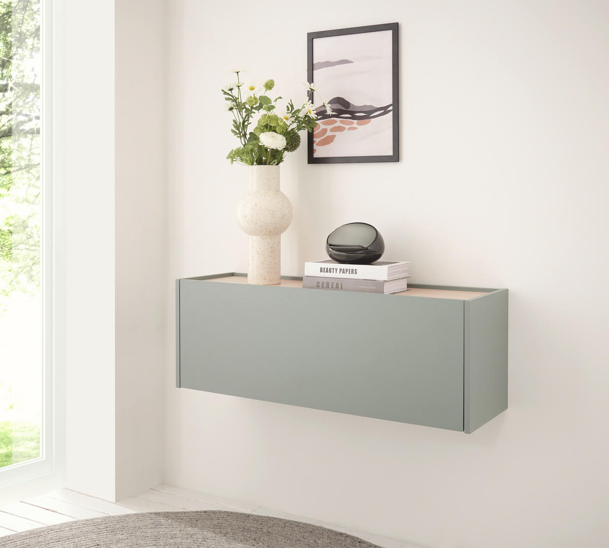 SCHUHSCHRANK Eichefarben, Salbeigrün  - Eichefarben/Salbeigrün, Design, Holzwerkstoff (100/35/30cm) - Modante