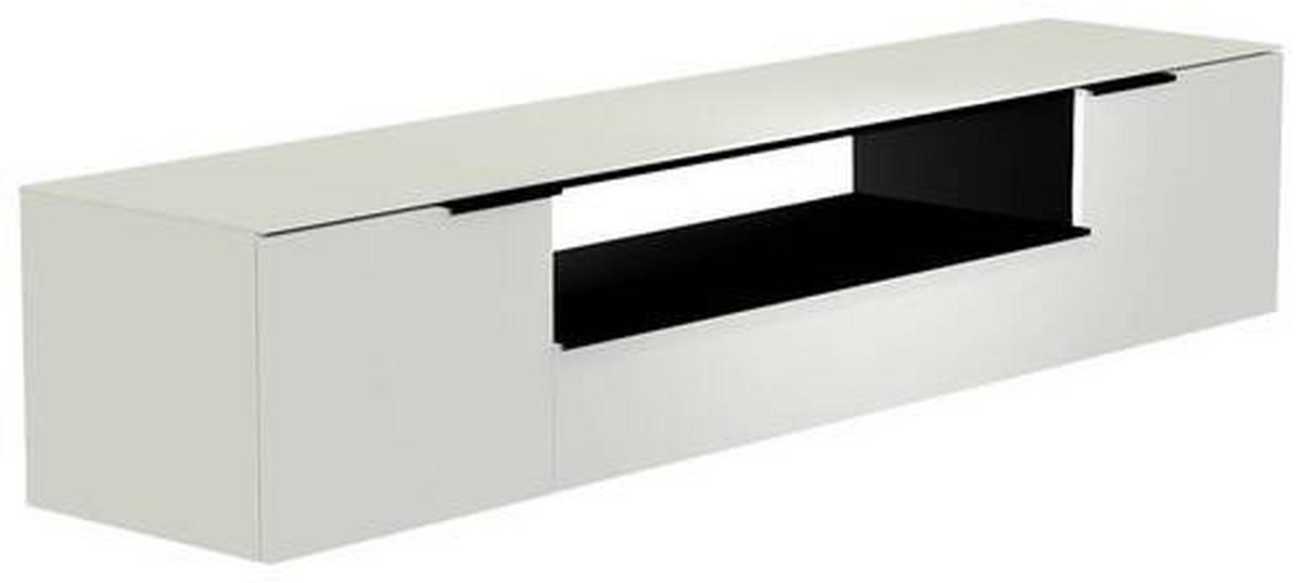 LOWBOARD  in 210/41/45 cm  - Weiss/Schwarz, Design, Glas/Holzwerkstoff (210/41/45cm) - Moderano