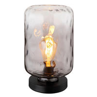 TISCHLEUCHTE 19/32,5 cm   - Klar/Schwarz, KONVENTIONELL, Glas/Metall (19/32,5cm) - Globo