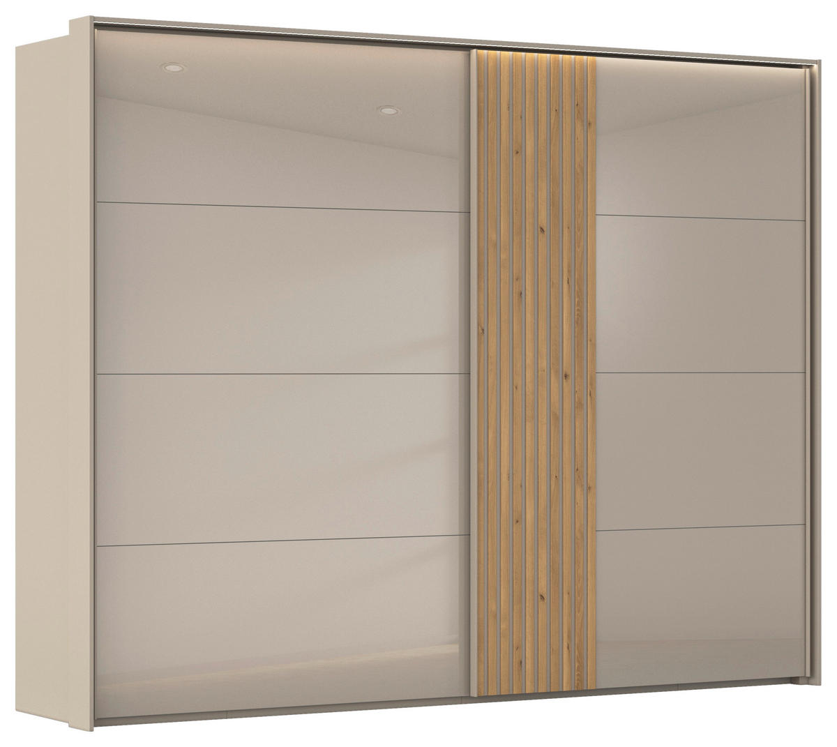 SCHWEBETÜRENSCHRANK  in Eichefarben, Fango  - Fango/Eichefarben, Design, Glas/Holzwerkstoff (262/223/68cm) - Novel