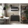 MINIKÜCHE 100 cm   in Schwarz, Eichefarben  - Eichefarben/Silberfarben, Basics, Glas/Holzwerkstoff (100cm) - Respekta