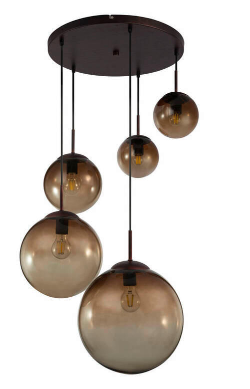 HÄNGELEUCHTE 65/150 cm  - Bernsteinfarben/Braun, Design, Glas/Metall (65/150cm) - Globo