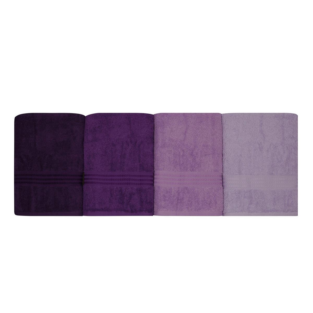 DUSCHTUCHSET Lila, Flieder, Violett 4-teilig  - Lila/Violett, Basics, Textil (70/140cm)