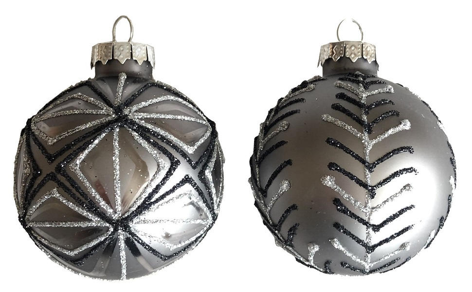 Glob Xmassale - argintiu/negru, Lifestyle, plastic/sticlă (6cm) - X-Mas