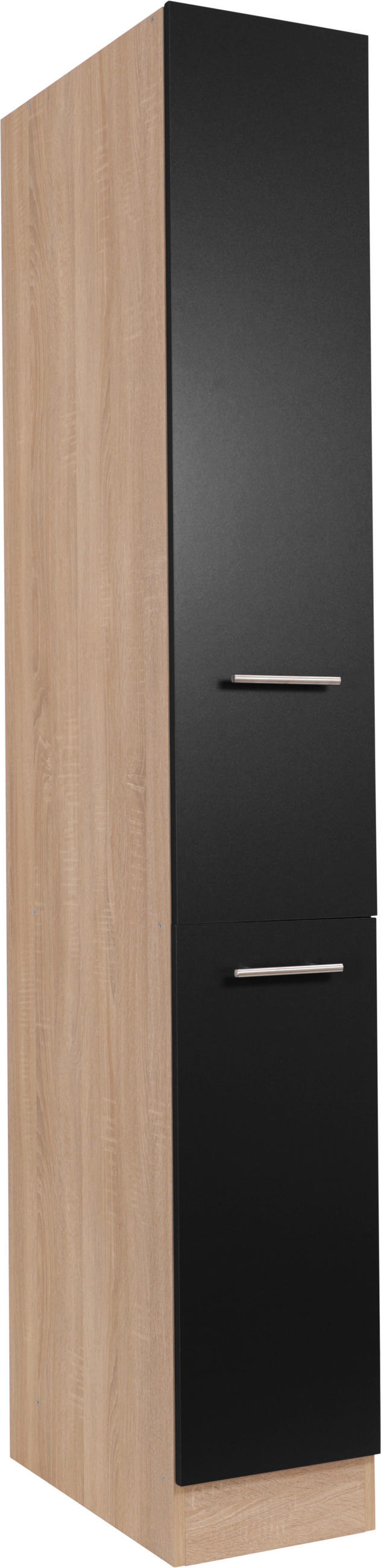 APOTHEKERSCHRANK 30/200/60 cm  in Schwarz, Eichefarben  - Eichefarben/Silberfarben, Basics, Holzwerkstoff/Metall (30/200/60cm) - Respekta