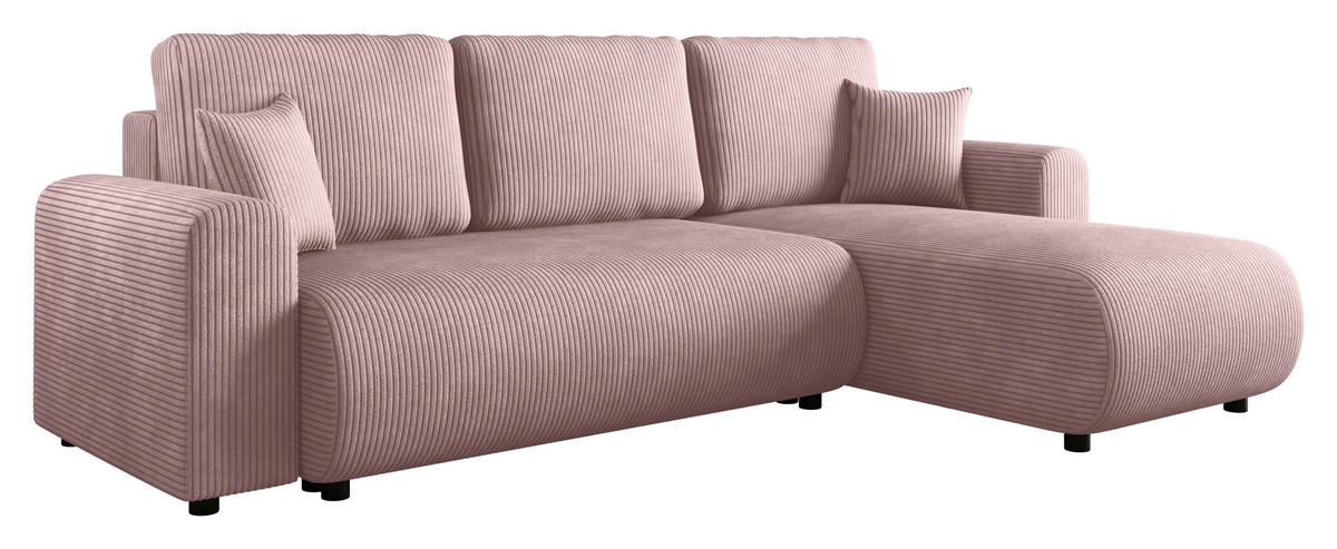 ECKSOFA  in Cord Rosa  - Schwarz/Rosa, KONVENTIONELL, Kunststoff/Textil (246/152cm) - Xora