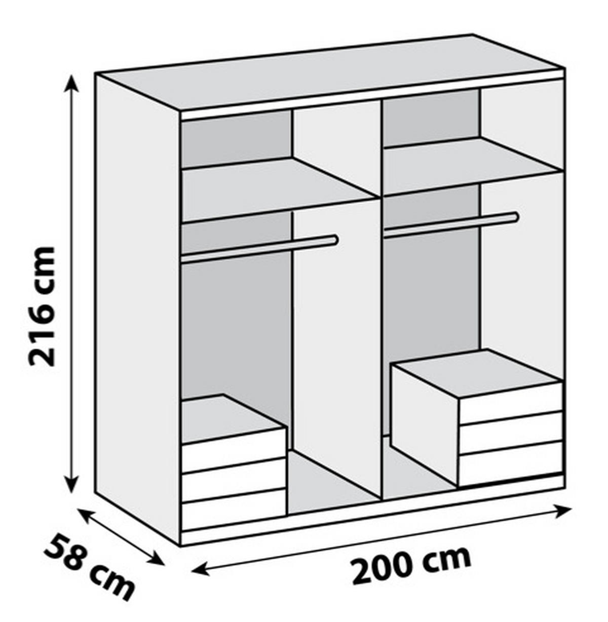 DREHTÜRENSCHRANK in Weiss, Silberfarben  - Chromfarben/Weiss, Modern, Glas/Holzwerkstoff (200/216/58cm) - MID.YOU