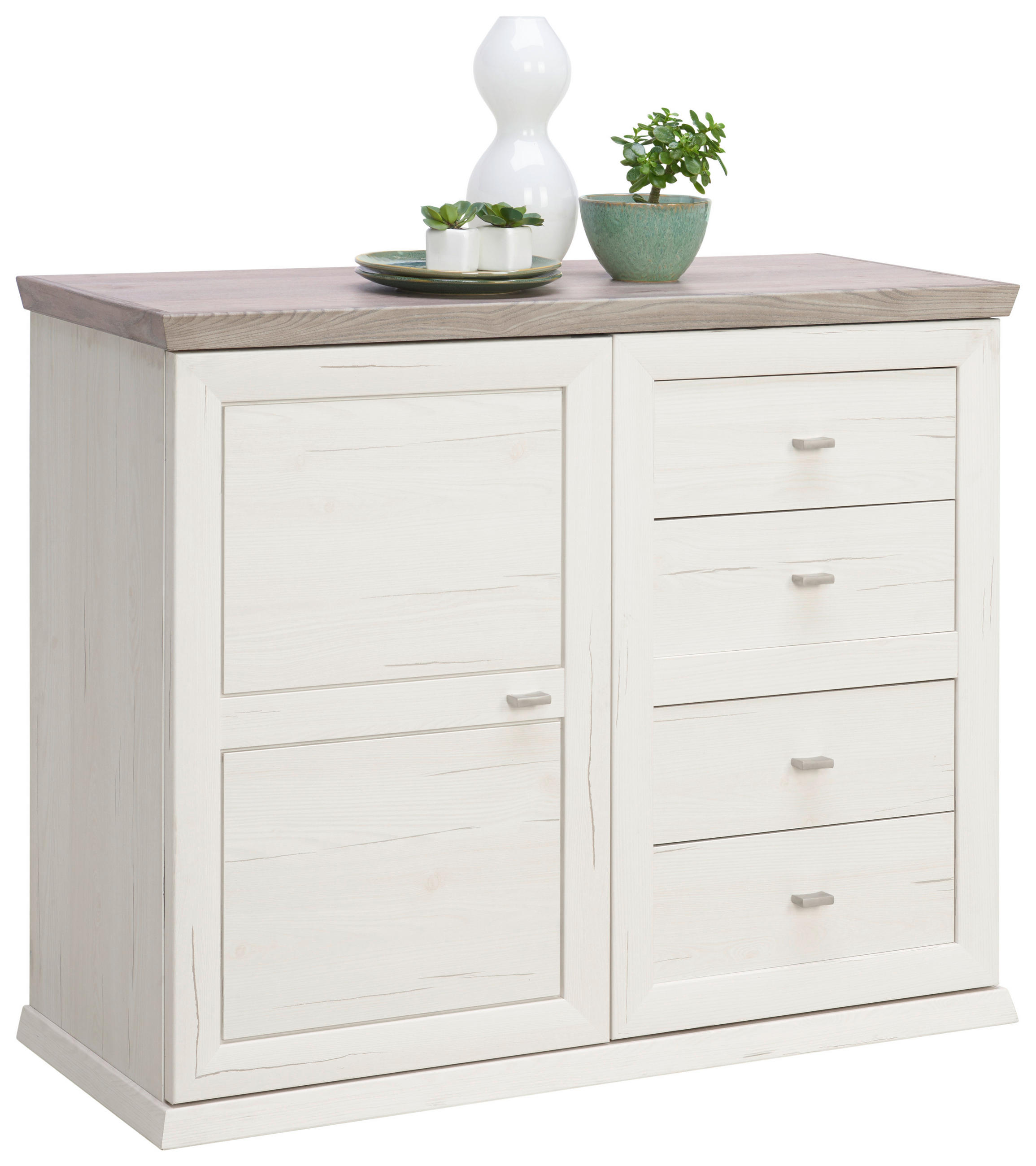 KOMODA, šedá, bílá, 107,9/89,5/43 cm - šedá/bílá, Lifestyle, kov/kompozitní dřevo (107,9/89,5/43cm) - Hom`in