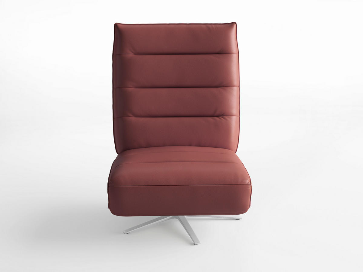 RELAXSESSEL Leder Rotbraun  - Rotbraun/Silberfarben, Basics, Leder/Metall (80/109/98cm) - Sit & More