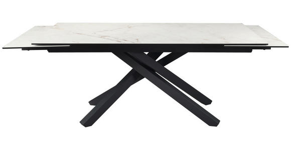 ESSTISCH in Metall, Glas, Keramik 180-280/98/76 cm  - Schwarz/Weiß, Design, Glas/Keramik (180-280/98/76cm) - Novel