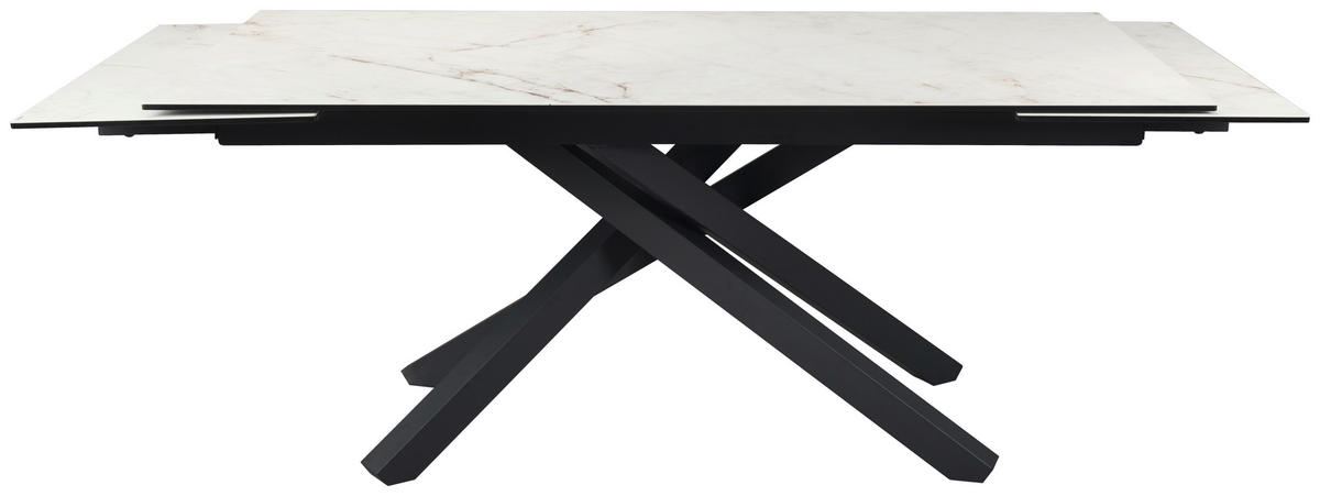 MATBORD svart, vit rektangulär  utdragbar  - vit/svart, Design, metall/glas (180-280/76/98cm) - Novel