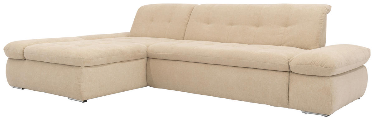ECKSOFA Beige Mikrofaser  - Chromfarben/Beige, KONVENTIONELL, Textil/Metall (172/300cm) - MID.YOU