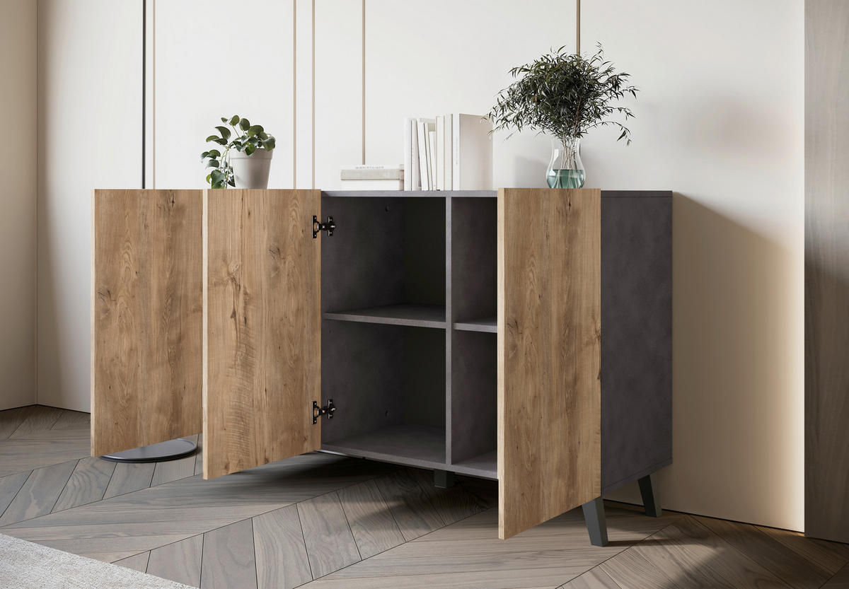 SIDEBOARD  in 120/76/39 cm  - Kastanieneichefarben/Anthrazit, Design, Holzwerkstoff/Kunststoff (120/76/39cm) - Livetastic
