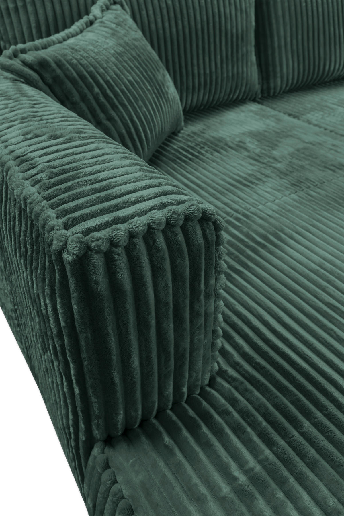 ECKSOFA in Cord Dunkelgrün  - Dunkelgrün/Schwarz, Modern, Holz/Textil (208/322cm) - MID.YOU