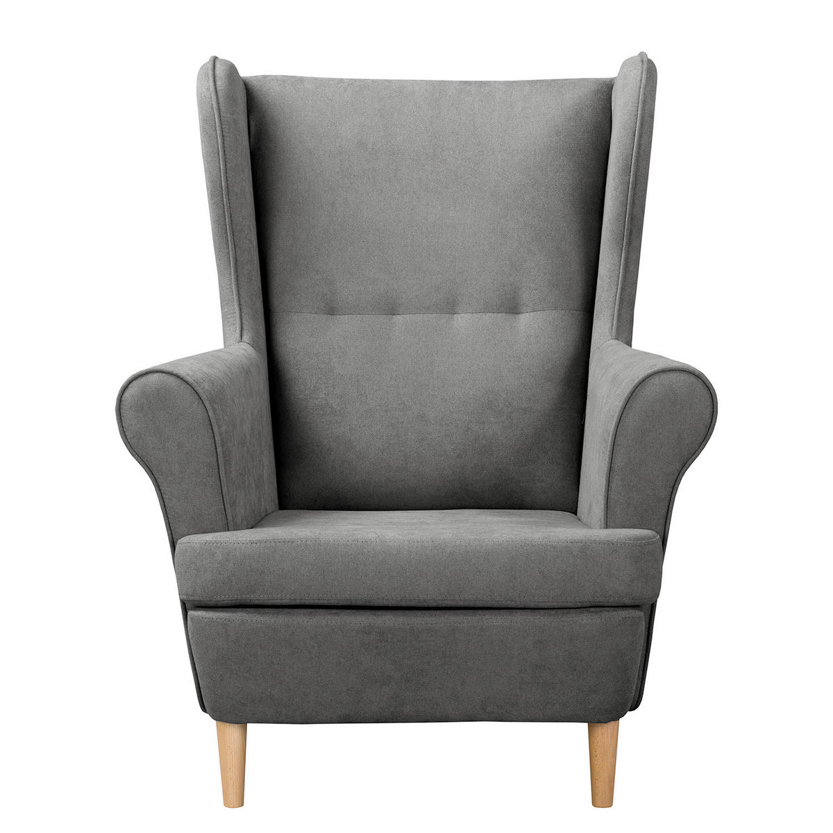 OHRENSESSEL Scandi Mikrofaser Dunkelgrau  - Dunkelgrau/Naturfarben, Design, Holz/Textil (87/105/90cm) - Livetastic