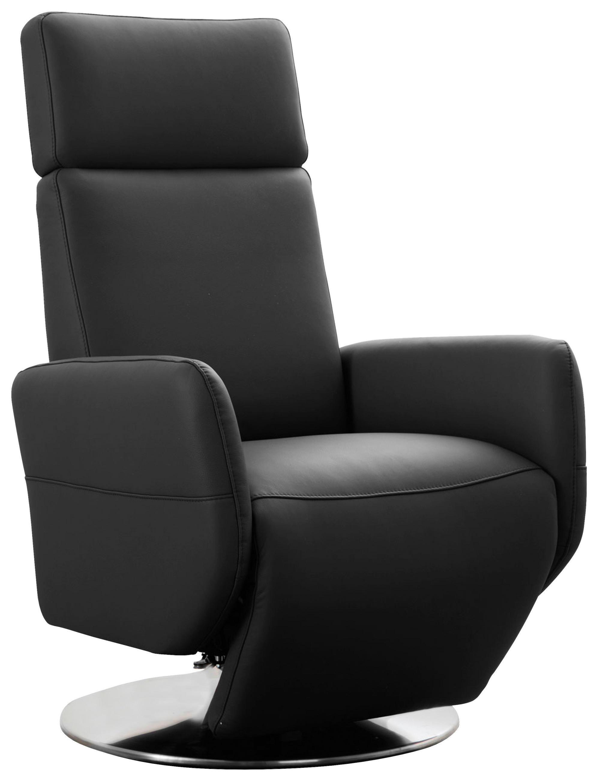 DREHSTUHL Schwarz  - Chromfarben/Schwarz, KONVENTIONELL, Leder/Metall (71/110/82cm) - Sit & More