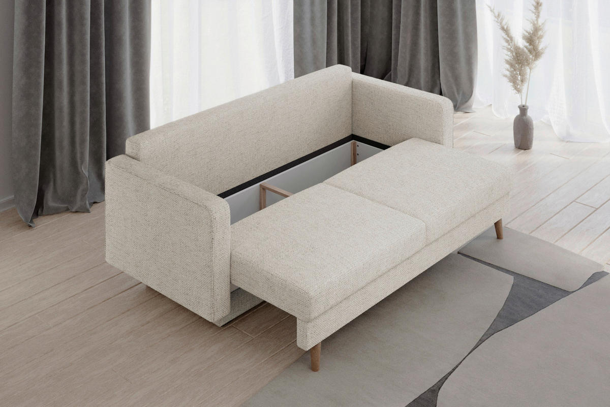 SCHLAFSOFA COCO in Creme  - Erlefarben/Creme, Design, Holzwerkstoff/Kunststoff (232/90/97cm) - MID.YOU