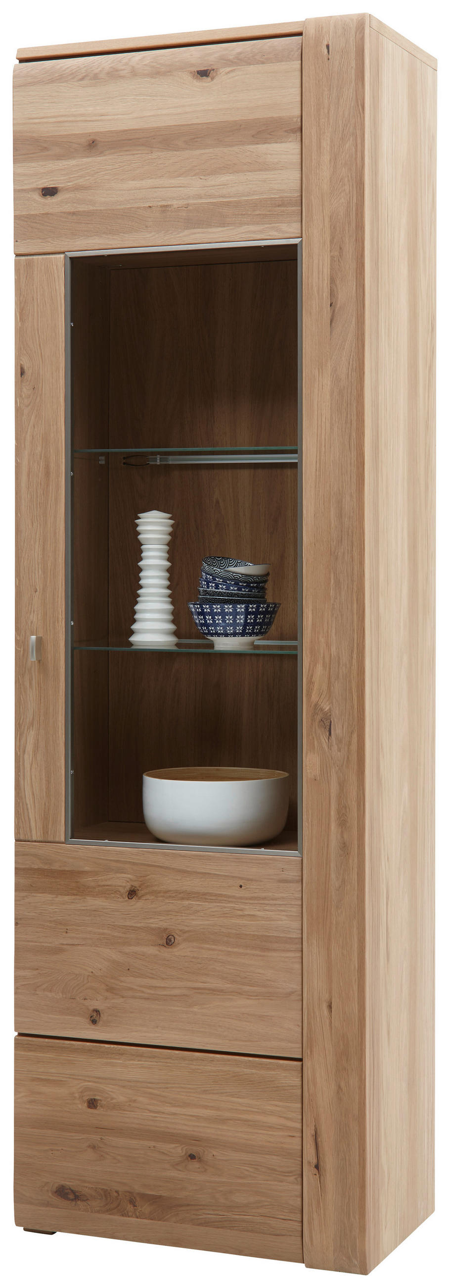 VITRINE Colorado in furniert, massiv Eiche Alteiche  - Alteiche/Eichefarben, KONVENTIONELL, Glas/Holz (65/205/38cm) - Voleo