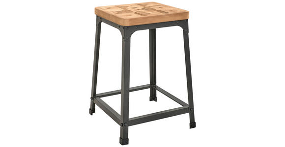 HOCKER Tanne Naturfarben, Schwarz  - Schwarz/Naturfarben, LIFESTYLE, Holz/Metall (35,5/50/34cm) - Landscape