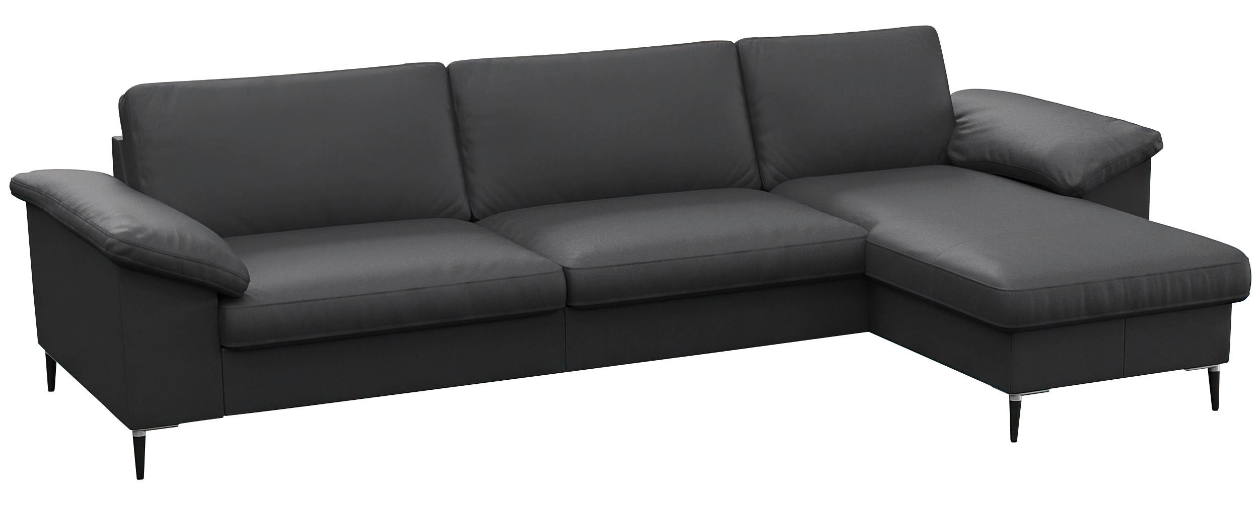 Thumbnail - Livetastic Ecksofa, Schwarz, Leder, Echtleder, Color-Finish-Leder, 3-Sitzer, Ottomane rechts, L-Form, 274x159 cm, Reach,...