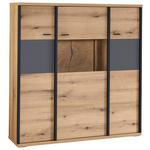 HIGHBOARD Schwarz, Eichefarben, Dunkelgrau  135/141,6/38 cm  - Eichefarben/Dunkelgrau, KONVENTIONELL, Glas/Holzwerkstoff (135/141,6/38cm) - Xora