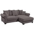 ECKSOFA Dunkelgrau Cord  - Dunkelgrau/Schwarz, KONVENTIONELL, Kunststoff/Textil (255/185cm) - Hom`in