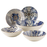 SALATSET  Iberico Blue 5-teilig  - Blau/Weiß, Basics, Keramik (36,5/36,5/31,5cm) - Mäser