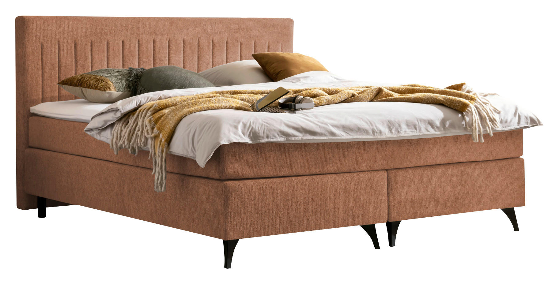 BOXSPRINGBETT 180/200 cm  in Rostfarben  - Rostfarben/Schwarz, Basics, Textil/Metall (180/200cm) - Boxxx