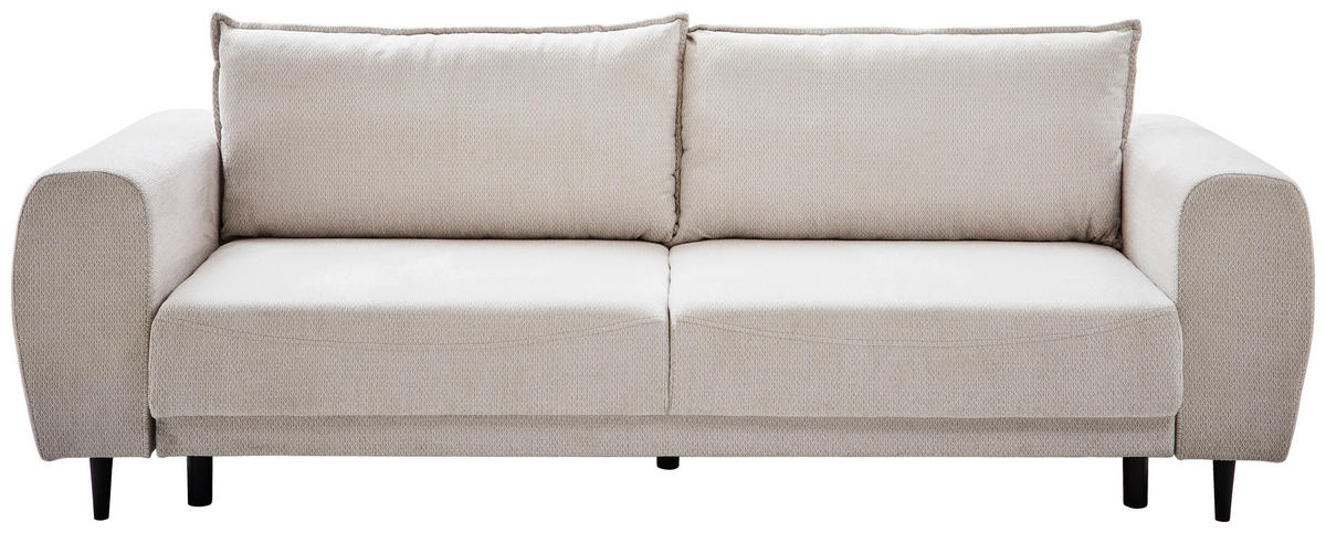 SCHLAFSOFA in Chenille Hellgrau  - Hellgrau/Schwarz, Design, Holz/Textil (245/85/92cm) - Livetastic