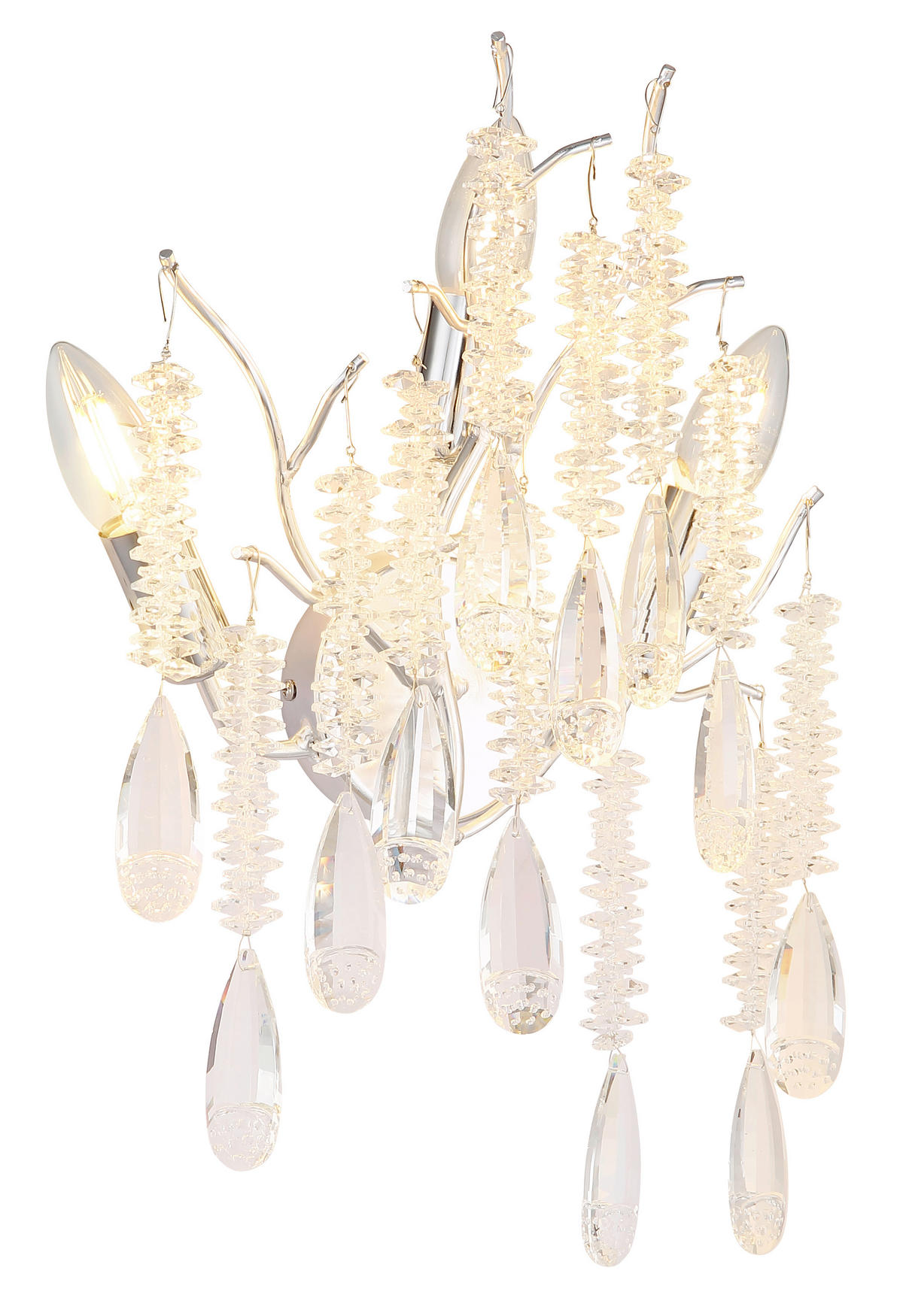 WANDLEUCHTE 35/47 cm   - Klar/Silberfarben, KONVENTIONELL, Glas/Metall (35/47cm) - Globo