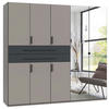 KLEIDERSCHRANK 225/208/65 cm,  in Graphitfarben, Grau, Sahara, 8-türig  - Graphitfarben/Grau, Design, Glas/Holzwerkstoff (225/208/65cm) - Boxxx