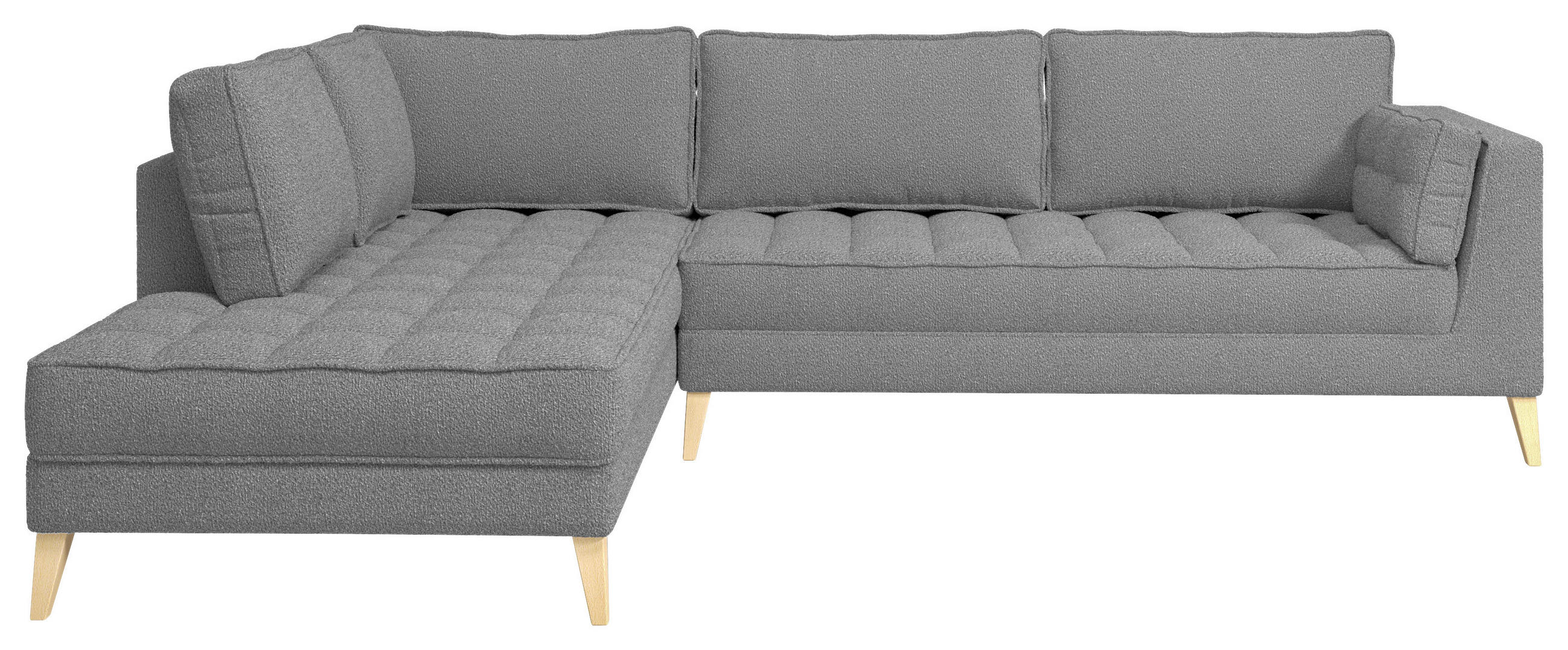 ECKSOFA Taupe Bouclé  - Taupe/Naturfarben, Design, Holzwerkstoff/Textil (204/310cm) - MID.YOU