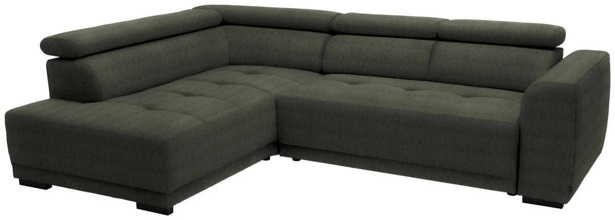 ECKSOFA in Chenille Graubraun  205/284 cm  - Graubraun/Schwarz, Design, Kunststoff/Textil (205/284cm) - Xora