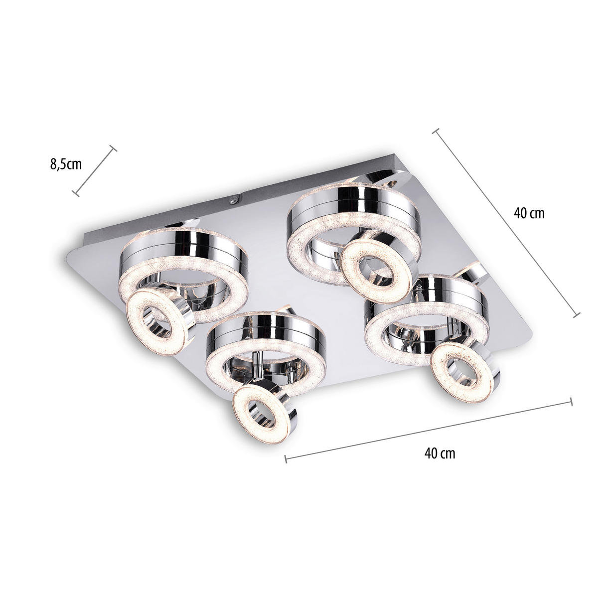 LED SVJETILJKA STROPNA  - boje kroma, Design, metal/plastika (40/40/13cm)