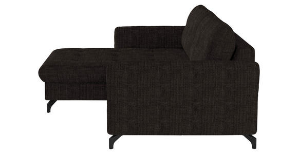 ECKSOFA in Flachgewebe, Leinenoptik Dunkelbraun  - Dunkelbraun/Schwarz, Design, Textil/Metall (170/242cm) - Xora