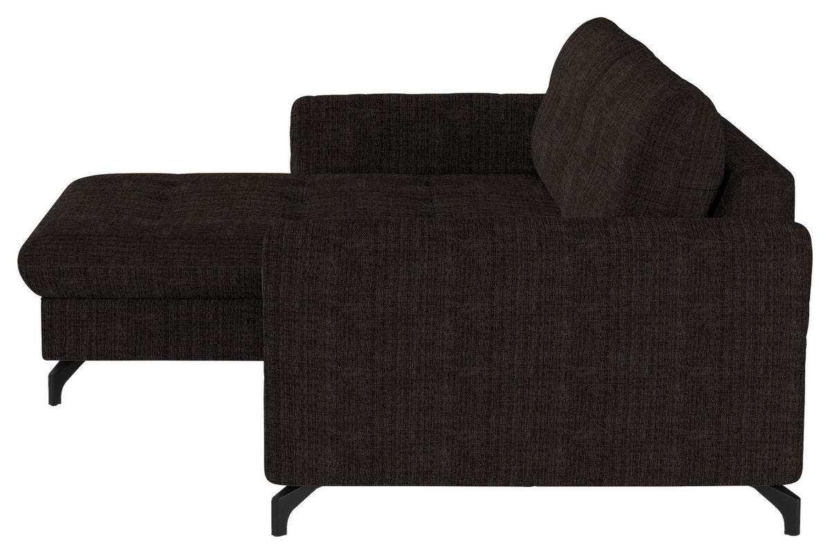 ECKSOFA in Flachgewebe, Leinenoptik Dunkelbraun  - Dunkelbraun/Schwarz, Design, Textil/Metall (170/242cm) - Xora