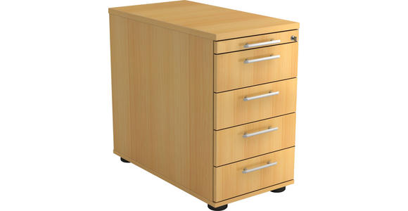 ANSTELLCONTAINER 42,8/72-76/80 cm  - Buchefarben/Alufarben, KONVENTIONELL, Holzwerkstoff/Kunststoff (42,8/72-76/80cm) - Venda