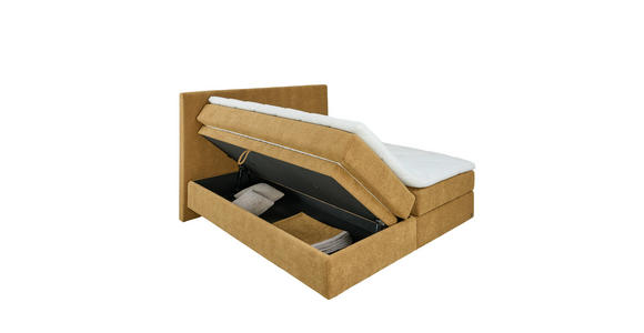 BOXSPRINGBETT 180/200 cm  in Bernsteinfarben  - Bernsteinfarben/Schwarz, KONVENTIONELL, Holz/Holzwerkstoff (180/200cm) - Dieter Knoll