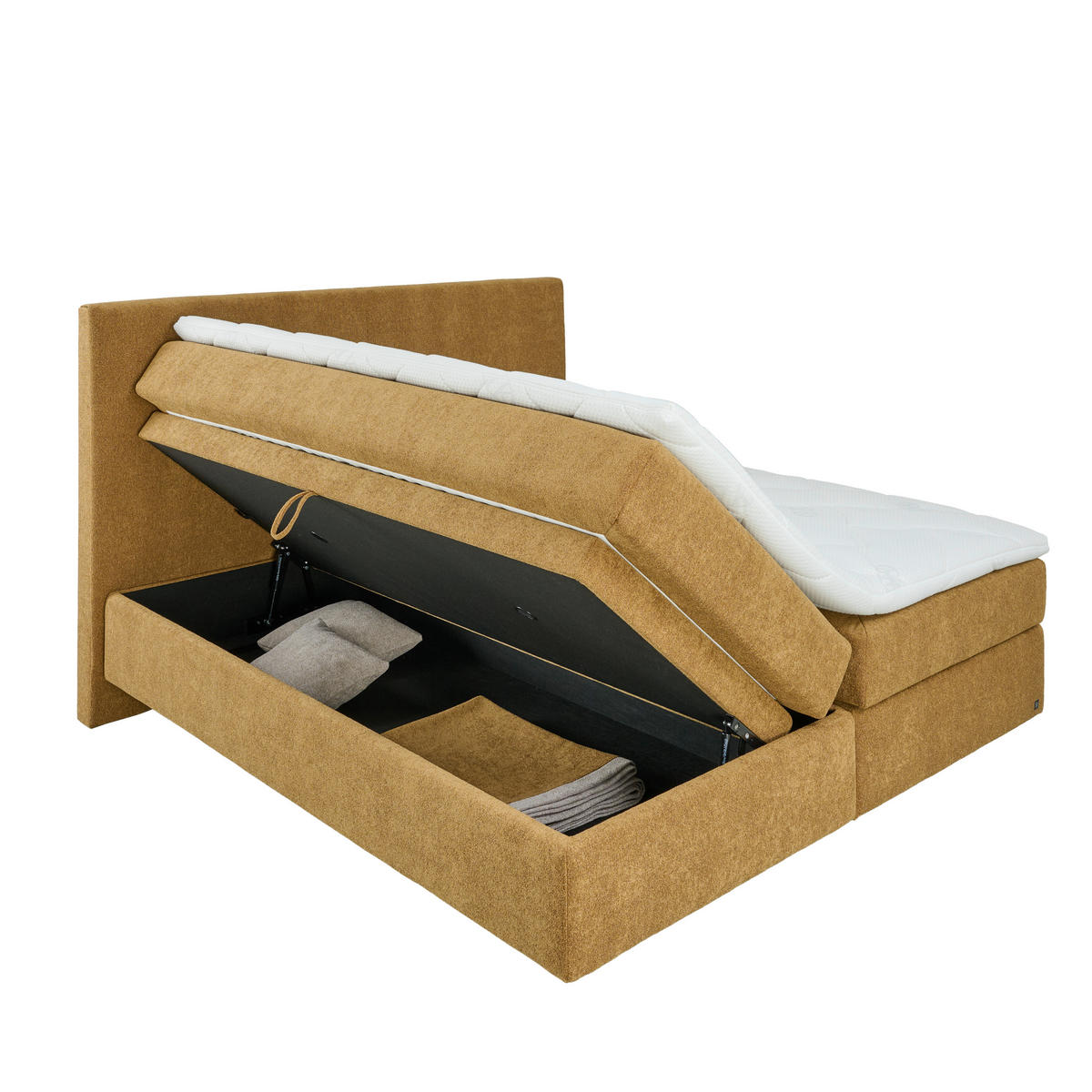 BOXSPRINGBETT 180/200 cm  in Bernsteinfarben  - Bernsteinfarben/Schwarz, KONVENTIONELL, Holz/Holzwerkstoff (180/200cm) - Dieter Knoll