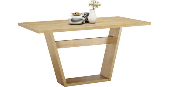 ESSTISCH in Metall, Holzwerkstoff 140/80/76 cm  - Edelstahlfarben/Eichefarben, KONVENTIONELL, Holzwerkstoff/Metall (140/80/76cm) - Venda