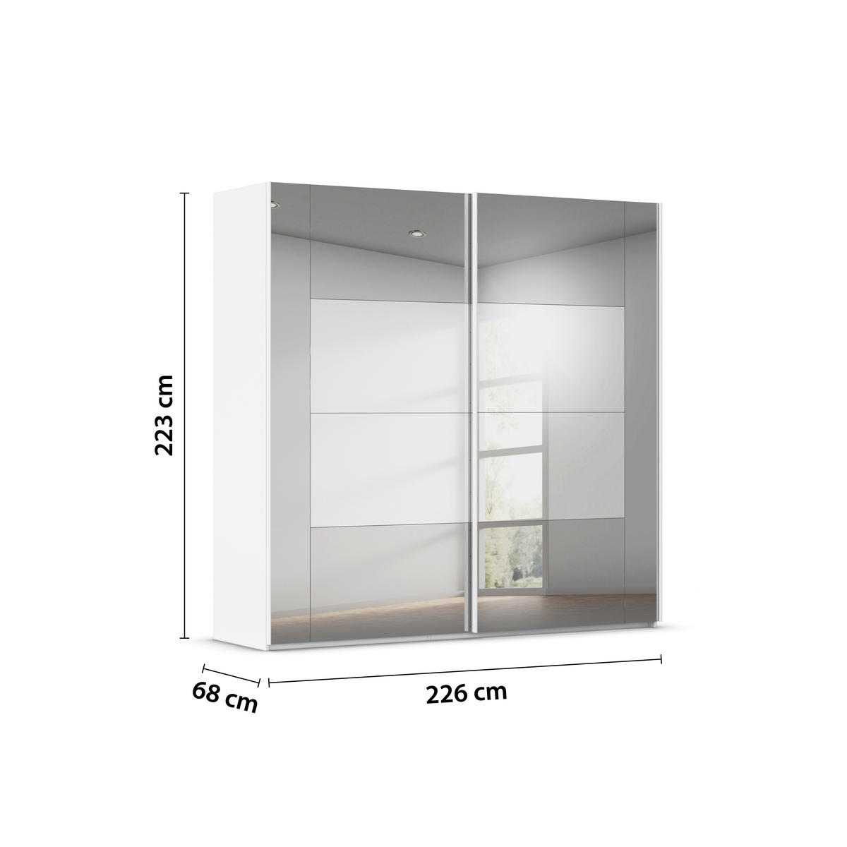 SCHWEBETÜRENSCHRANK 226/223/68 cm 2-türig Weiß  - Weiß, Design, Glas/Holzwerkstoff (226/223/68cm) - Xora